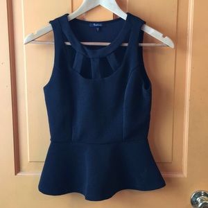 Black peplum style top
